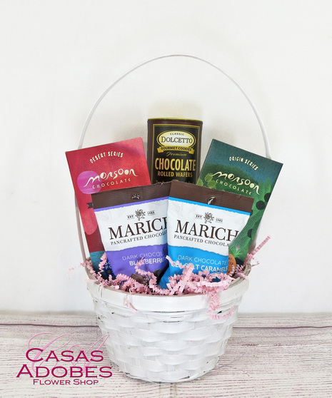  basket with gourmet chocolate assortments