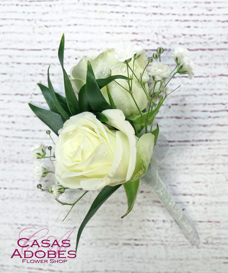 White Spray Roses Boutonniere